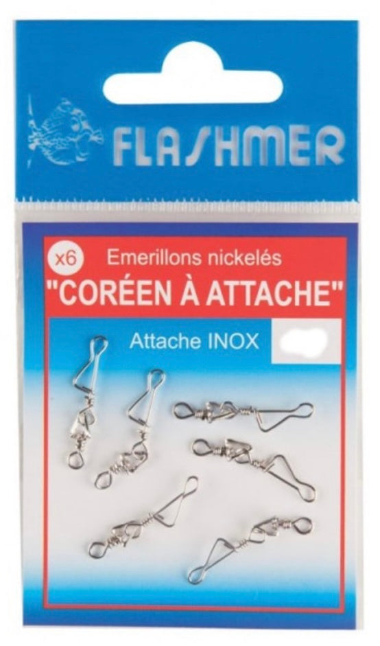 ÉMERILLON CORÉEN ATTACHE INOX FLASHMER PAR 6