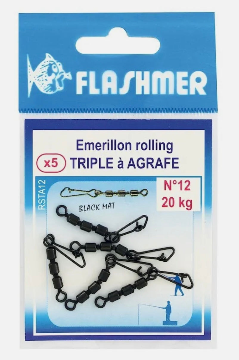 Flasmer Emerillon Rolling Triple à Agrafe - 5pcs/pk